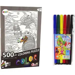 Puzzle coloring set LEANToys 500 pieces — ocean fish design