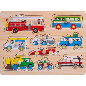 Wooden Peg Puzzle Smily Play — Vehicles themed shape sorter, model 5836122