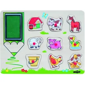 Woodyland wooden stamps and puzzle 2-in-1 Farm educational toy WD91184