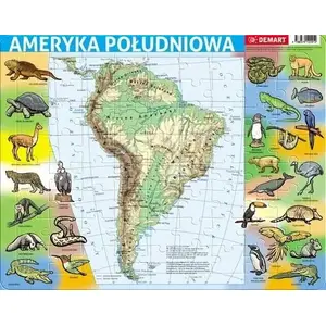 Puzzle frame map Demart — South America physical map puzzle (educational, framed) by Demart