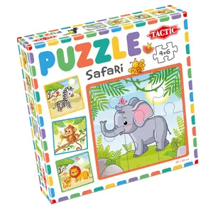 Jigsaw Puzzle TACTIC Tactic 56665 — 6 pieces, Cartoons Safari, 220×220 mm, Age 3+
