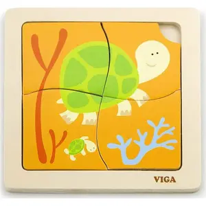 Viga 50143 Puzzle on base – turtles wooden peg jigsaw for children