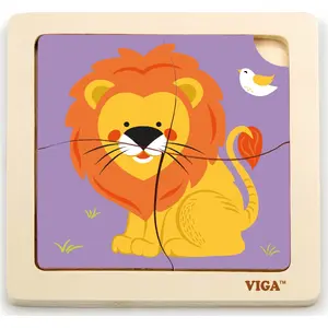 Puzzle on Base Board Viga 51316 — Lion educational wooden puzzle