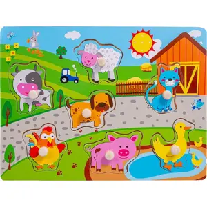 Wooden Farm Peg Puzzle Smily Play 5836009 — children's educational pegboard puzzle