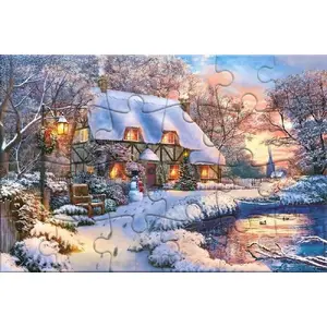 Puzzle postcard Castorland Winter Cottage — jigsaw postcard by Castorland (MPN 5904438900473)