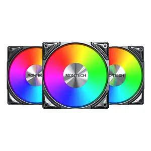 Computer Case Fan Montech METAL PRO 12 ARGB PWM — 120 mm, FDB, Black, 3-pack