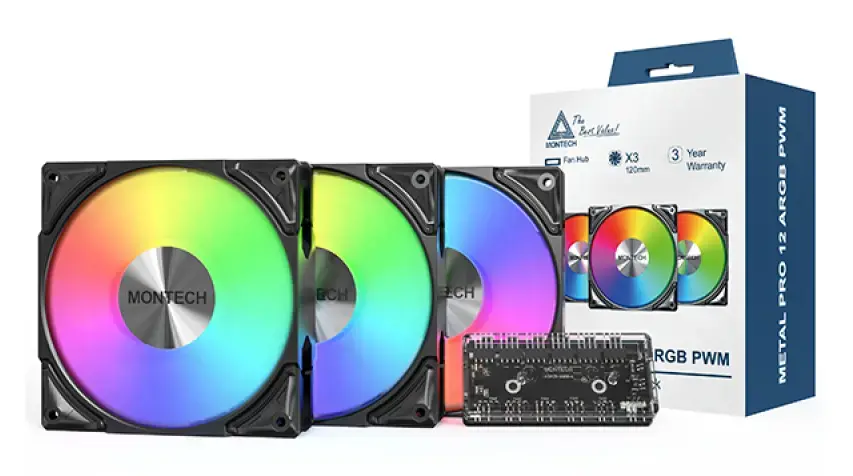 Montech METAL PRO 12 ARGB PWM 120 мм вентиляторы (3 шт.) Photo 4