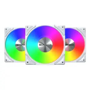Вентилятор для корпуса Montech METAL PRO 12 ARGB PWM — 120 мм, подшипник FDB, белый, набор 3 шт.