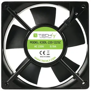 Fan module TECHLY ICOOL-220-1225Z — 120×25 mm, 220 V, 0.1 A, aluminium/fibreglass/plastic, black