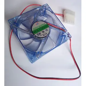 Cooling fan EUROCASE 80mm 12V 0.17A blue LED illuminated with Molex connector