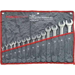 Combination wrench set Forcekraft FK-5141, 14-piece, sizes 10–32 mm