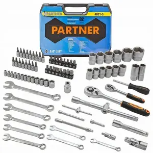 Tool set PARTNER PA-4821-5 — 82-piece sockets and accessories 1/2" & 1/4" (6‑point) 4–32 mm