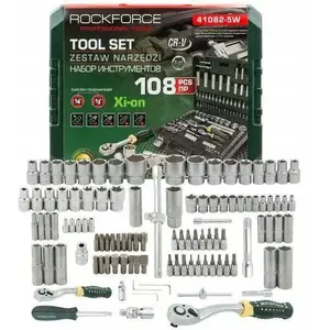 Набор инструментов Rockforce RF-41082-5W — 108 предметов 1/4" и 1/2" Cr‑V шестигранные головки 4–32 мм