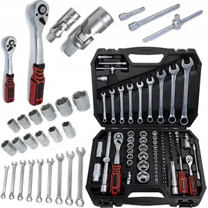 Tool set Forcekraft FK-4821-5, 82 pieces, 1/2" and 1/4" drives, hex bits 4–32 mm