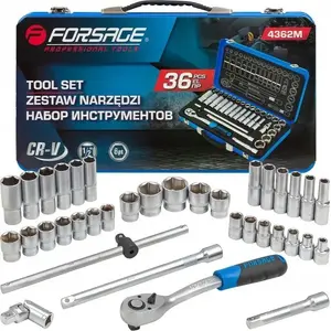 Socket wrench set Forsage F-4362M 1/2" 36-piece (8–32 mm) hexagon sockets