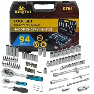 Tool set KingTul KT-94, 94 pieces, 1/2" and 1/4" hex sockets 4–32 mm