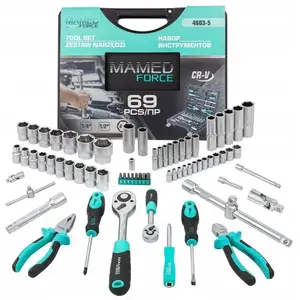 Socket and screwdriver bit set No name MF-4603-5, 69 pieces, 1/4" & 1/2" drives, 4–32 mm hex sockets