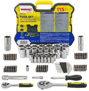 Instrumentu komplekts WMC TOOLS 115 gab. 1/4" un 1/2" sešstūra uzgriežņu komplekts un piederumi