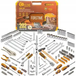 Набор инструментов Forcekraft 202 предмета 1/4", 3/8", 1/2" (шестигранные) 6–32 мм