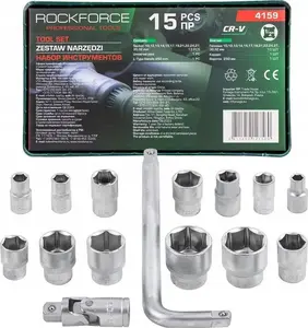 Rīku komplekts Rockforce RF-4159 — 15 daļu sešstūra uzgaļi 10–32 mm