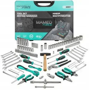 Набор инструментов Forcekraft 122 предмета 1/4" и 1/2" привод шестигранные головки 4–32 мм