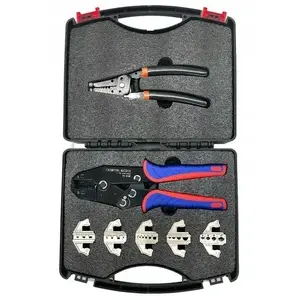 Crimping tool set Eurokomp E6287 with interchangeable tool-free jaws and pliers