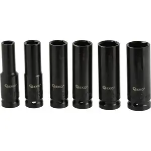 Socket set GEKO G10500 — 1/2" impact deep sockets 10–21 mm, 6-piece