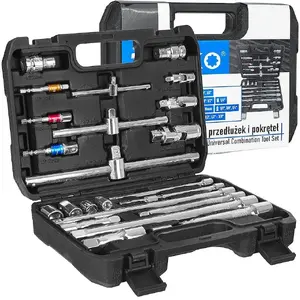 Socket accessory set GEKO 25-piece extensions and spinner handles 1/4" 3/8" 1/2"