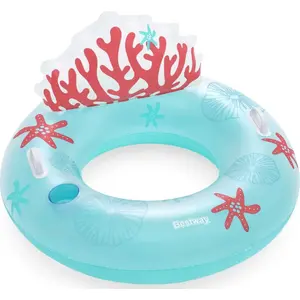 Inflatable swimming ring with backrest Bestway 107×113 cm blue