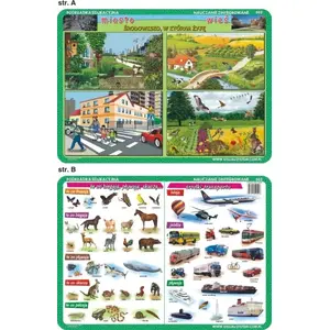 Educational Play Mat Visual System — City and Countryside Scenes with Running, Swimming, Jumping Characters and Transport