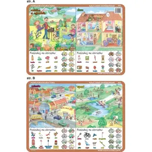 Educational Search-and-Find Mat Visual System — family in garden, home, city, sport