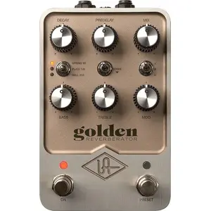 Guitar Effects Pedal UNIVERSAL UAFX Golden Reverberator — plate and spring reverb emulations, stereo I/O