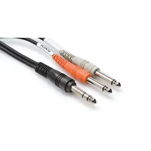 Hosa Technology TRS/2 x TS audio kabelis 3 m 2 x 6.35mm TS Melns