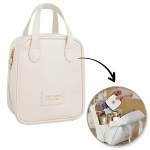 Cosmetic Organizer Bag Aptel KS128B, 17×7×19 cm, cream, with handle