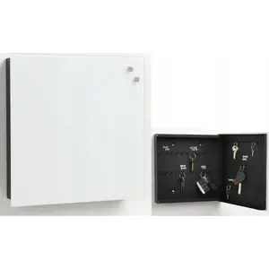 Key cabinet NAGA model 15602 with magnetic glass door, white, 30 x 5 x 30 mm (1 piece)