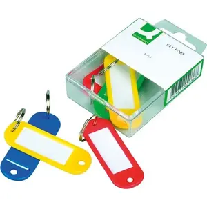 Key tags Q-Connect KF02036, 58×20 mm plastic ID labels, pack of 6 assorted colors