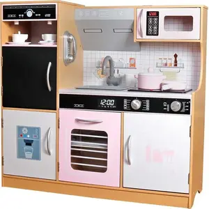Wooden children's play kitchen Upominkarnia with illuminated burners, dimensions 87×30×83.5 cm