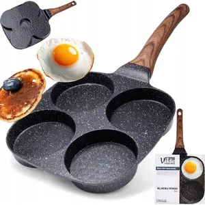 Frying Pan Vilde Pancake Pan 19x19 cm Granite Nonstick, 4 Round Molds for Eggs and Pancakes