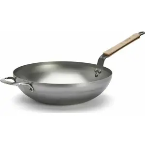 Wok de buyer MINERAL B BOIS 32 cm — carbon steel frying pan with wooden handle
