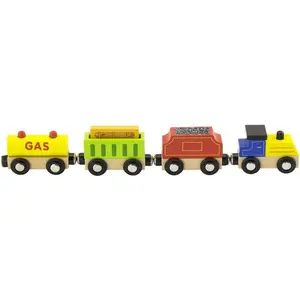 Wooden freight train set BigJigs V50820 – universal cargo train, compatible with wooden railway systems
