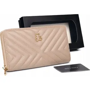 Women's Quilted Pencil-Case Style Wallet LuluCastagnette 23154 — large, zippered, card slots