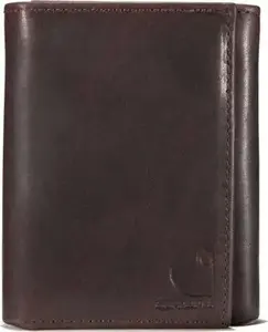 Maciņš Carhartt Portfel Trifold Dark Brown — Carhartt trifold maciņš no eļļotas ādas