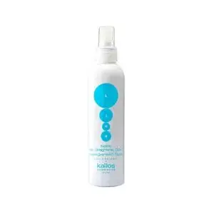 Hair straightening spray Kallos KJMN blue 200 ml — smoothing leave-in treatment