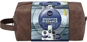 Набор для ухода NIVEA MEN Sensitive — пенка для бритья 200 мл, бальзам после бритья 100 мл, универсальный крем 100 мл, антиперспирант Black & White Invisible ролик 50 мл