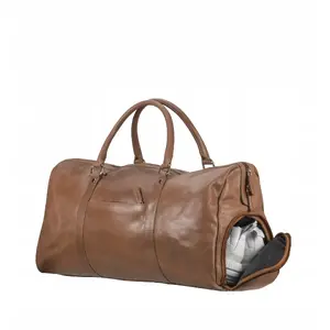 Кожаная дорожная сумка d bramante Kalundborg Sport Weekender — вмещает 15" ноутбук, tan