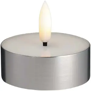 Tealight holder Usorteret Moods & More MM LED Melted, metal silver finish, 63×25 mm
