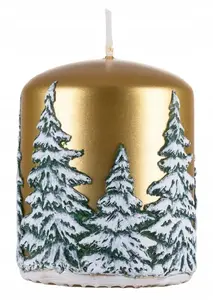 Cylinder Candle Donau Home Frozen Dreams 70×90 mm, gold finish