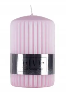 Donau Home pillar candle grooved, pink 60×90 mm
