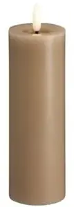 Usorteret LED pillar candle MM, Silk finish, Melted top, Sand color, 49×150 mm