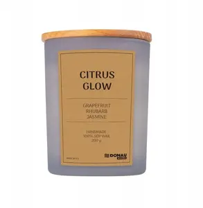 Soy candle Donau Home Citrus Glow in gray glass with wooden lid and wick, 200 g